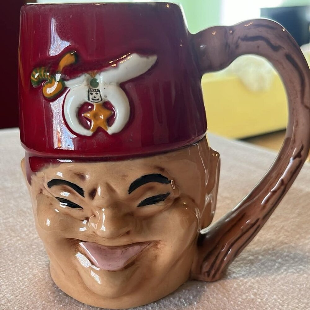 Vintage Ceramic Shriner Mug Stein Handmade Barware Club Collectible‎